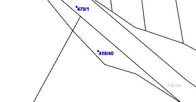 Parcela st. 418/40 v KÚ Radonín, Katastrální mapa
