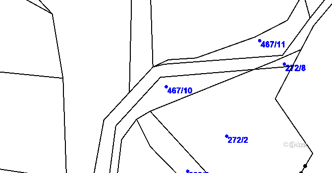 Parcela st. 467/10 v KÚ Radonín, Katastrální mapa