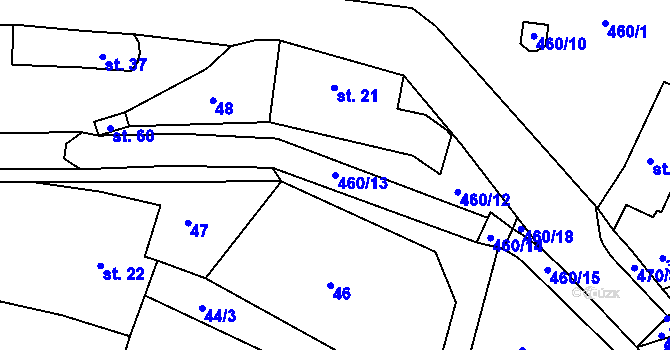 Parcela st. 460/13 v KÚ Radonín, Katastrální mapa