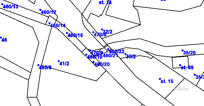 Parcela st. 460/21 v KÚ Radonín, Katastrální mapa