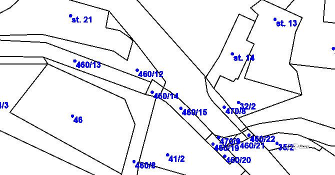 Parcela st. 460/18 v KÚ Radonín, Katastrální mapa