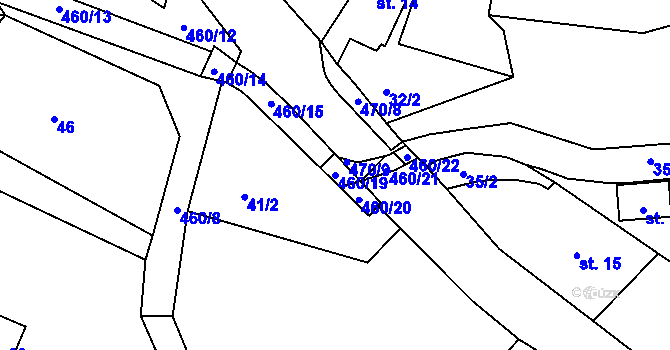 Parcela st. 460/19 v KÚ Radonín, Katastrální mapa