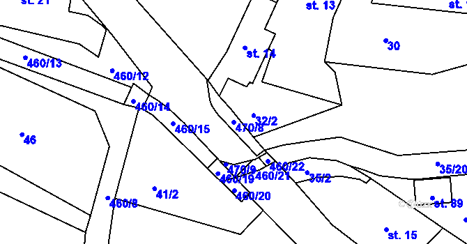 Parcela st. 470/8 v KÚ Radonín, Katastrální mapa
