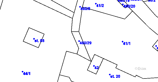 Parcela st. 460/29 v KÚ Radonín, Katastrální mapa