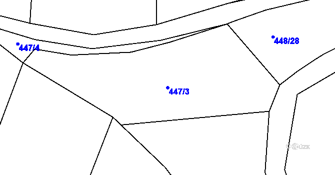 Parcela st. 447/3 v KÚ Radonín, Katastrální mapa