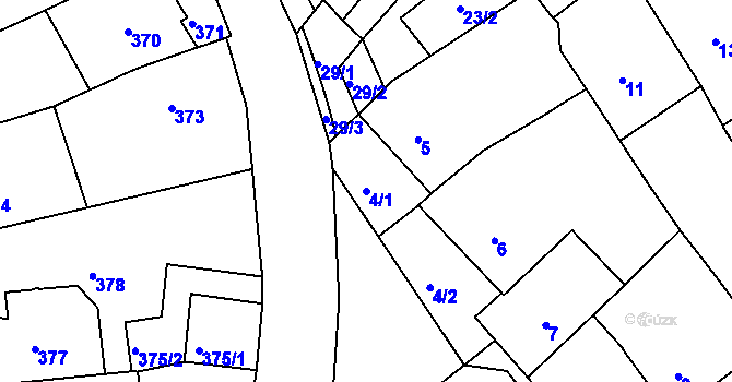 Parcela st. 4/1 v KÚ Radostice u Brna, Katastrální mapa