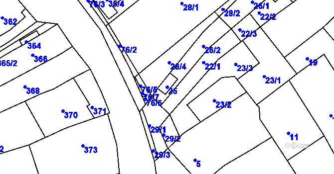 Parcela st. 25 v KÚ Radostice u Brna, Katastrální mapa