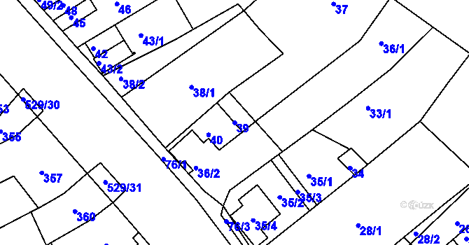 Parcela st. 39 v KÚ Radostice u Brna, Katastrální mapa