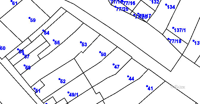Parcela st. 50 v KÚ Radostice u Brna, Katastrální mapa