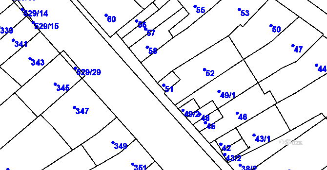Parcela st. 51 v KÚ Radostice u Brna, Katastrální mapa