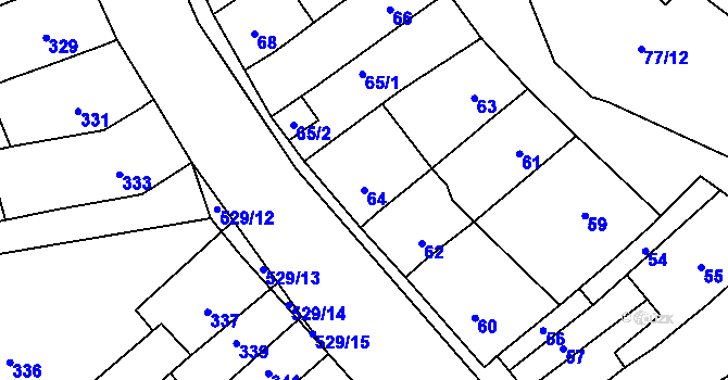 Parcela st. 64 v KÚ Radostice u Brna, Katastrální mapa