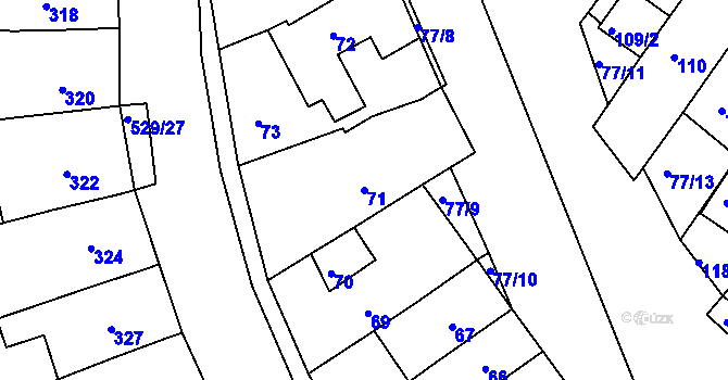 Parcela st. 71 v KÚ Radostice u Brna, Katastrální mapa