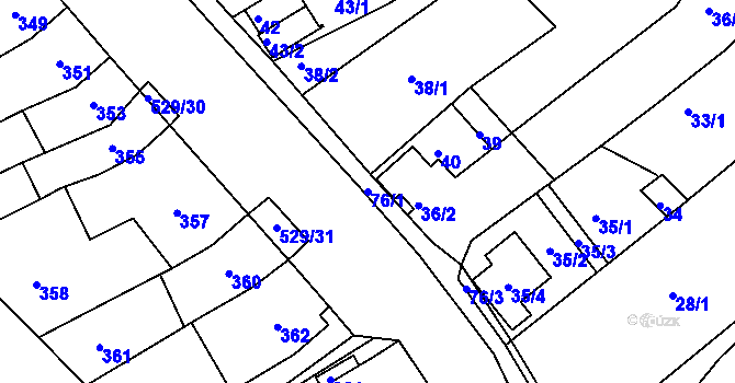 Parcela st. 76/1 v KÚ Radostice u Brna, Katastrální mapa