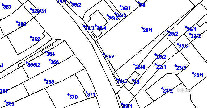 Parcela st. 76/2 v KÚ Radostice u Brna, Katastrální mapa