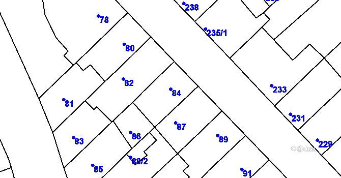 Parcela st. 84 v KÚ Radostice u Brna, Katastrální mapa