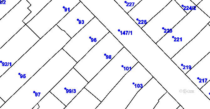 Parcela st. 98 v KÚ Radostice u Brna, Katastrální mapa