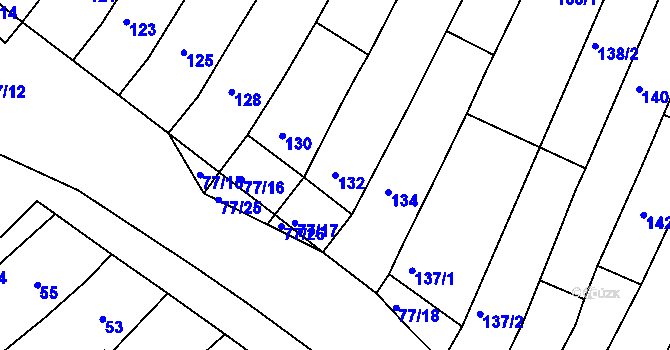 Parcela st. 132 v KÚ Radostice u Brna, Katastrální mapa