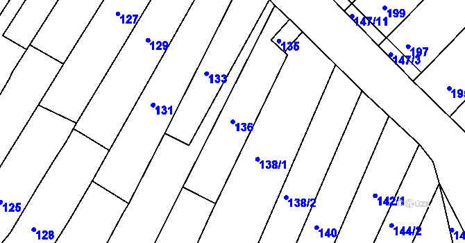 Parcela st. 136 v KÚ Radostice u Brna, Katastrální mapa