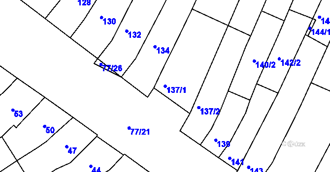 Parcela st. 137/1 v KÚ Radostice u Brna, Katastrální mapa