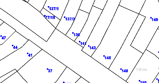 Parcela st. 141 v KÚ Radostice u Brna, Katastrální mapa