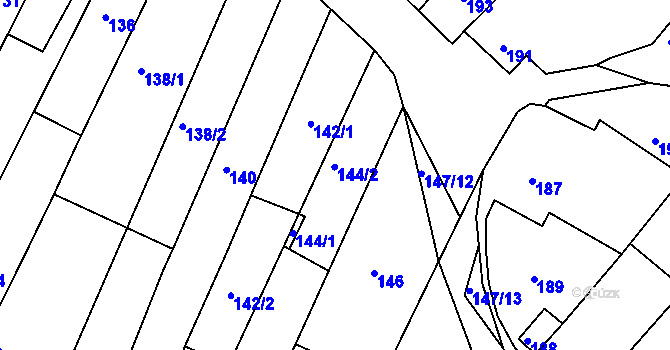 Parcela st. 144 v KÚ Radostice u Brna, Katastrální mapa