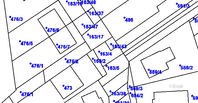 Parcela st. 163/4 v KÚ Radostice u Brna, Katastrální mapa