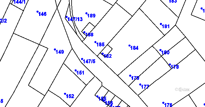 Parcela st. 182 v KÚ Radostice u Brna, Katastrální mapa