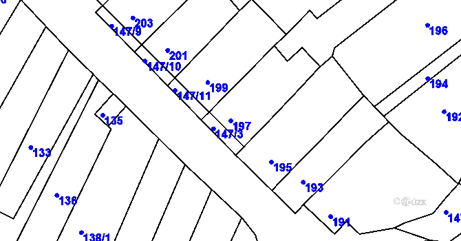 Parcela st. 197 v KÚ Radostice u Brna, Katastrální mapa