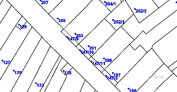 Parcela st. 201 v KÚ Radostice u Brna, Katastrální mapa
