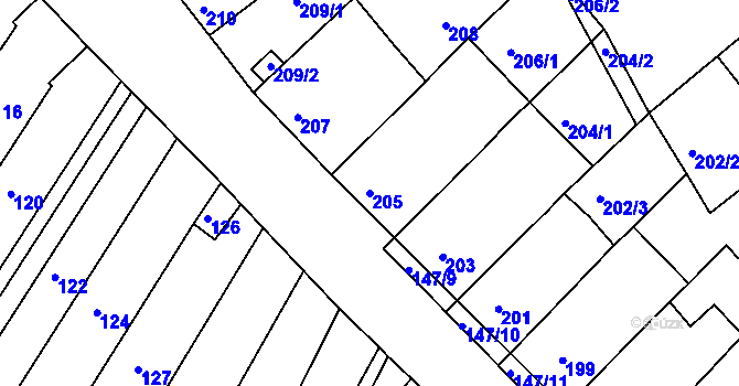 Parcela st. 205 v KÚ Radostice u Brna, Katastrální mapa