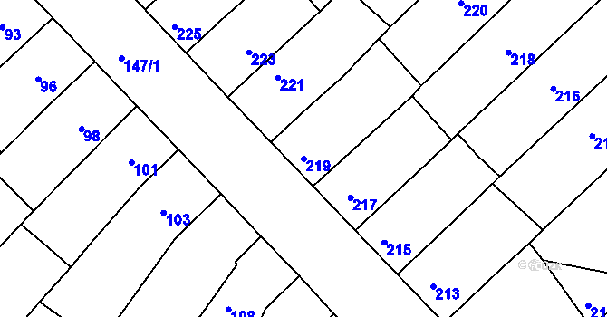Parcela st. 219 v KÚ Radostice u Brna, Katastrální mapa