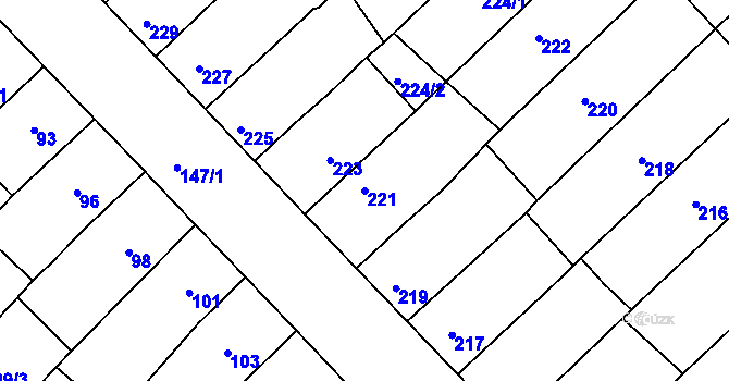 Parcela st. 221 v KÚ Radostice u Brna, Katastrální mapa