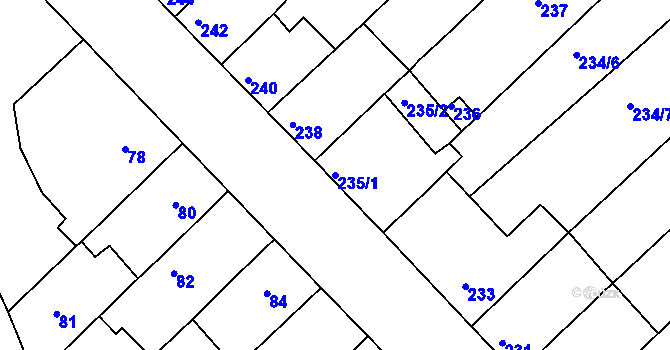 Parcela st. 235/1 v KÚ Radostice u Brna, Katastrální mapa