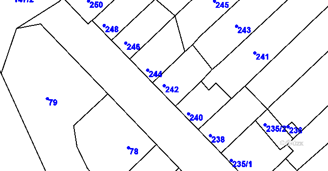 Parcela st. 242 v KÚ Radostice u Brna, Katastrální mapa