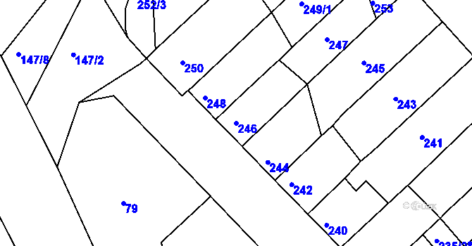 Parcela st. 246 v KÚ Radostice u Brna, Katastrální mapa