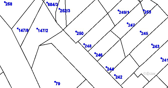 Parcela st. 248 v KÚ Radostice u Brna, Katastrální mapa