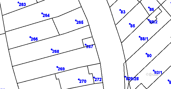Parcela st. 267 v KÚ Radostice u Brna, Katastrální mapa