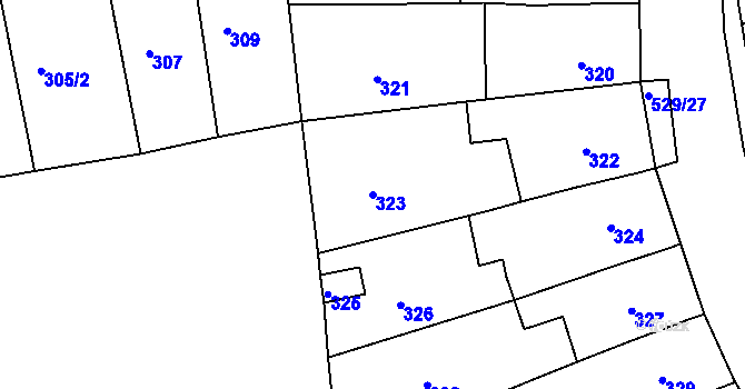 Parcela st. 323 v KÚ Radostice u Brna, Katastrální mapa