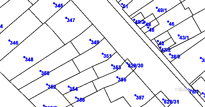 Parcela st. 351 v KÚ Radostice u Brna, Katastrální mapa