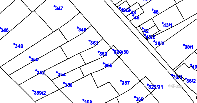 Parcela st. 353 v KÚ Radostice u Brna, Katastrální mapa