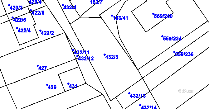 Parcela st. 432/3 v KÚ Radostice u Brna, Katastrální mapa