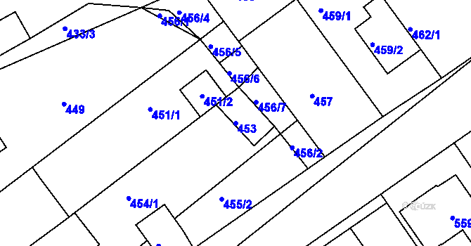 Parcela st. 453 v KÚ Radostice u Brna, Katastrální mapa