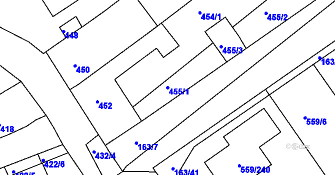 Parcela st. 455/1 v KÚ Radostice u Brna, Katastrální mapa