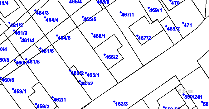 Parcela st. 466/2 v KÚ Radostice u Brna, Katastrální mapa