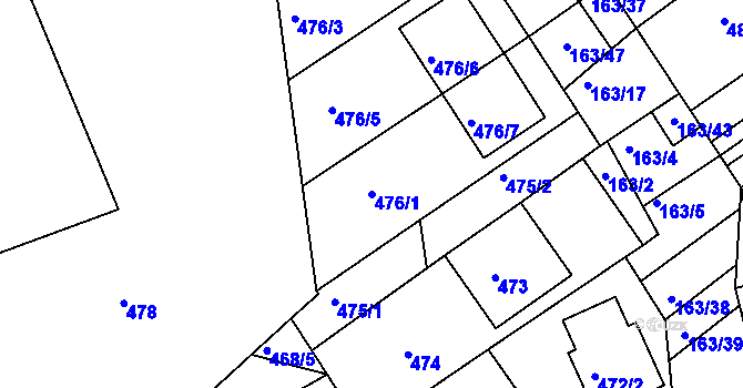 Parcela st. 476/1 v KÚ Radostice u Brna, Katastrální mapa