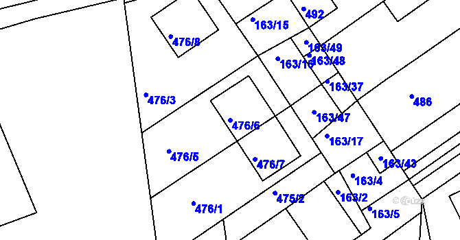 Parcela st. 476/6 v KÚ Radostice u Brna, Katastrální mapa