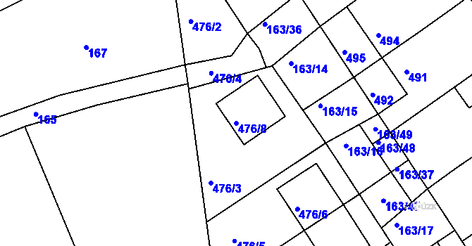 Parcela st. 476/8 v KÚ Radostice u Brna, Katastrální mapa