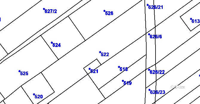 Parcela st. 522 v KÚ Radostice u Brna, Katastrální mapa