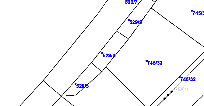 Parcela st. 529/4 v KÚ Radostice u Brna, Katastrální mapa