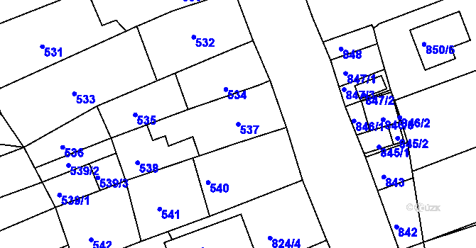 Parcela st. 537 v KÚ Radostice u Brna, Katastrální mapa